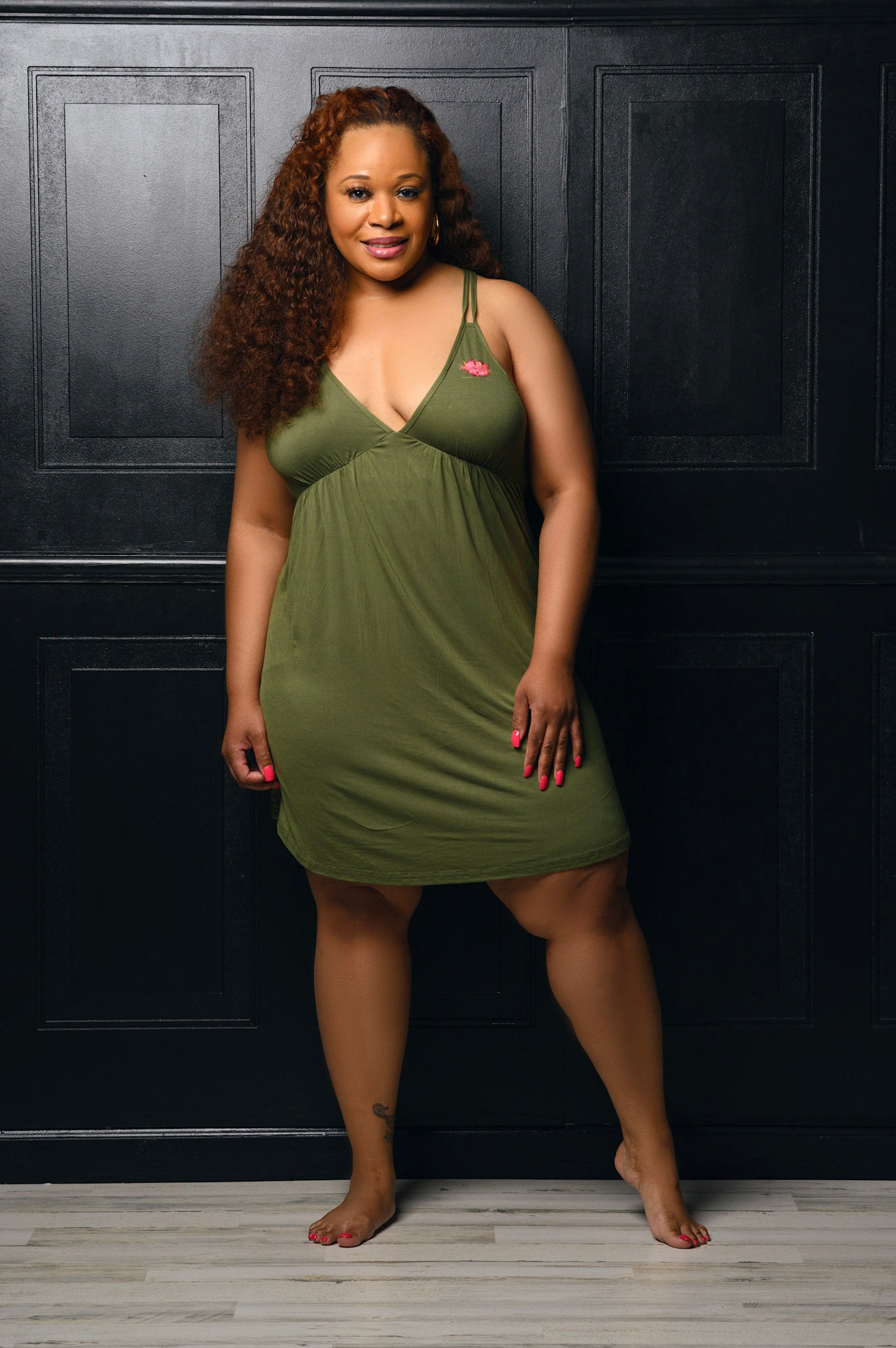 Army Green Night Dress-RESTOCK 2-25-25