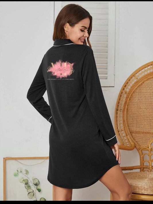 MMB Black Bamboo Pajamas Women Dress-Restock